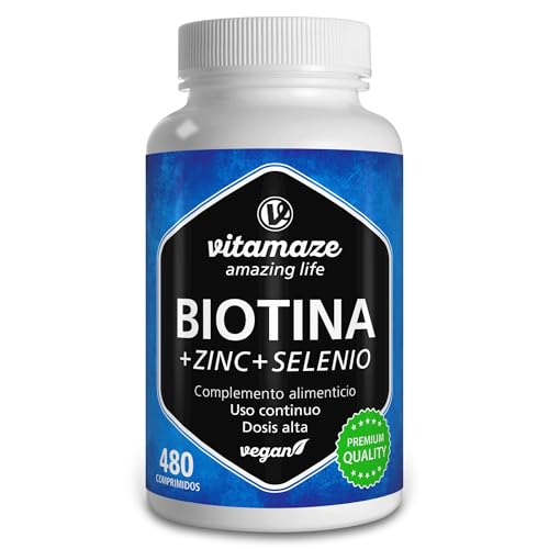 Vitamaze® Biotina 10.000 mcg Alta Dosis con Zinc y Selenio- 480 Comprimidos para 480 días -...
