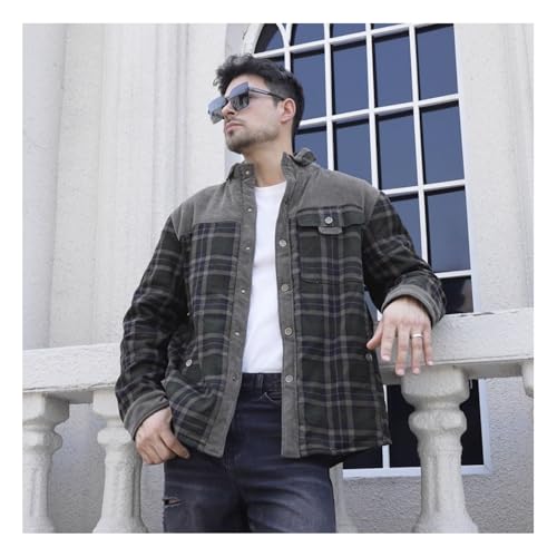 Men's Classic Fit Sherpa Lined Jacket Warm Flannel Shirt, Plaid Button-Down,Outdoor Work for Cold Winter2