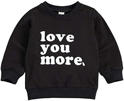Toddler Baby Boy Girl Valentine 's Day Sweatshirt Love You More Pullover Tops Casual Unisex Baby Clothes (Black, 3-4 Years)