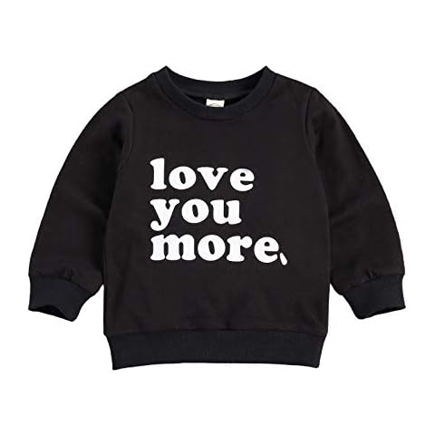 Chzstarly Toddler Baby Boys Girls Casual Pullover Tops Letter Print Long Sleeve Sweatshirt Unisex Infant Fall Winter Clothes (Love-Black, 2-3T) Cover
