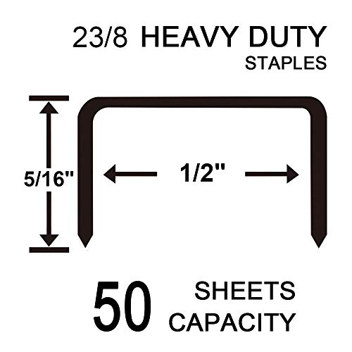 Rayson 23/8 Heavy Duty Staples, Enhanced Leg Length: 8mm, Width: 0.5in. Staple Capacity 50 Sheets(80gsm 20lb).1000/Box, 2 Boxes Set