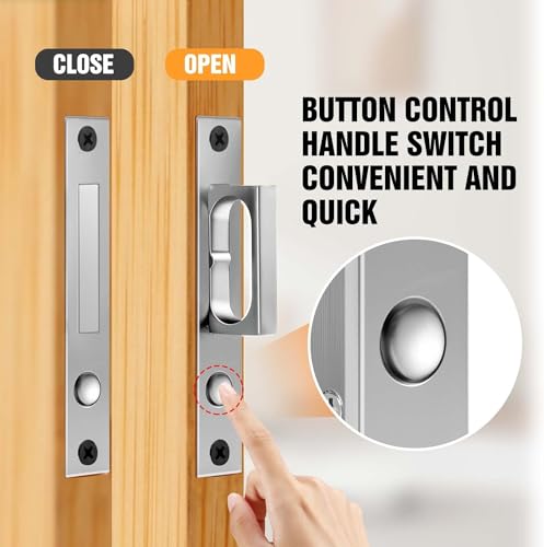 Lipshome Pocket Door Locks, Edge pulls, Hidden Handles, Pocket Door Hardware, Sliding Door Locks, Sliding Door Hardware (Silver, 5.9"*1.9"-keyless) by Lipshome - Image 2