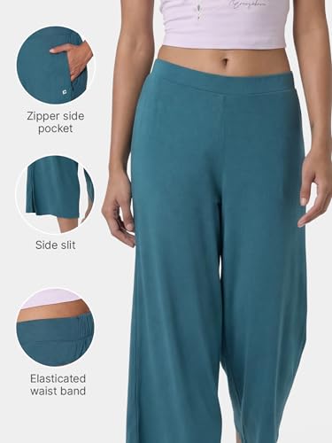 Image of Enamor Mid Rise Crop Length Slip on Shop in Culotte for Women - Relaxed Fit, Super Soft - E064