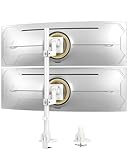 Dual Monitor-Arm Heavy Duty Ultrawide - 24-57 inch Vertical Dual Monitor Mount, Adjustable Stacked Double Monitor Desk Mount Stand, Max Load 59.4 lbs (per Screen), VESA 75/100 mm, White