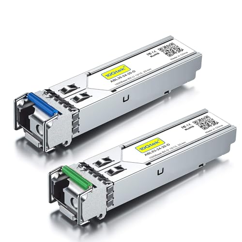 Image of 10Gtek a Pair of 1.25G SFP Bidi Transceiver, 1000Base-BIDI SingleMode Simplex LC Fiber Module for Cisco GLC-BX-20D /GLC-BX-20U, Ubiquiti UniFi UF-SM-1G-S and More, SMF 1550nm /1310nm, DDM, up to 20 km