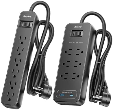 2 Pack Power Bar Surge Protector - 6 Widely Spaced Outlets 2 USB ...