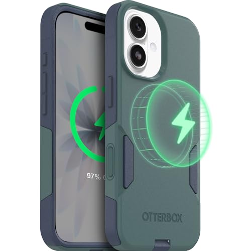 OtterBox iPhone 17 (Only) – Commuter Series Case – Built-in MagSafe – Thin, Dual-Layer, Pocket-Friendly, Port Cover – Saltwater Breeze (Sage/Blue)