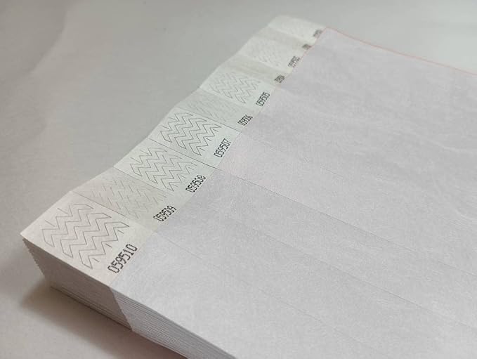 100 White Tyvek Wristbands 19mm x 10inch – Waterproof, Tear-Resistant Event Bands for Safe & Easy Entry at Parties, Concerts, Festivals, Clubs, Hospitals & Schools 2