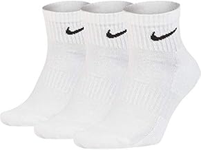 Nike Women's Training Ankle Socks, Everyday Cushioned, 3-Pair, Size M (Barefoot Size: 23-25 cm), Unisex, Casual, Walking, SX7667, White/Black
