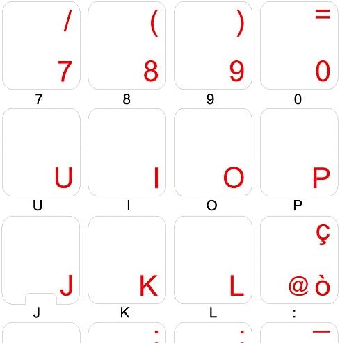 Italian Keyboard Sticker with RED Lettering ON Transparent Background for Desktop, Laptop and Notebook image 2