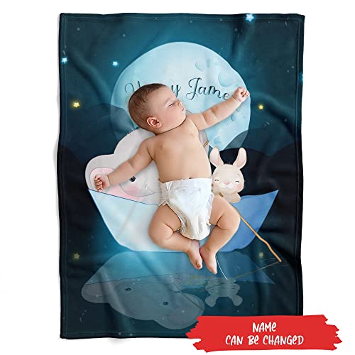 Jump Up Personalized Blanket For Baby,Night Elephant Blanket Kids, Elephant Blanket Baby,Baby Blanket With Elephants,Baby Blanket Custom,Baby Elephant Blanket,Baby Boy Blanket,Baby Blanket For Boys #TOP2