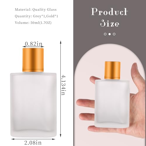 2pcs 50ml Frosted Glass Spray Bottle for Perfume,Refillable Travel Perfume Atomizer Bottles,Portable Cologne Bottles Empty,Cosmetics Essential Oils Dispenser.(50ml)2