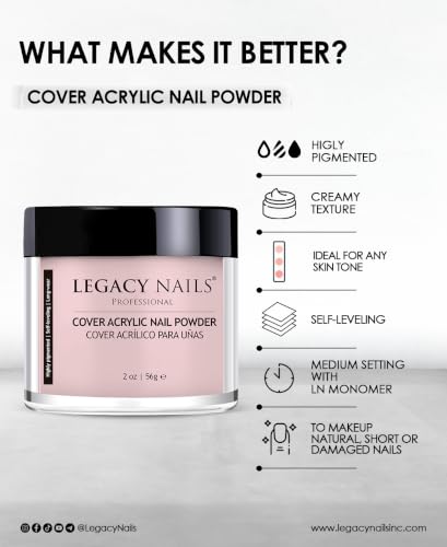 Legacy Nails Polvo Acrílico Cover, 8 onzas miniatura 3