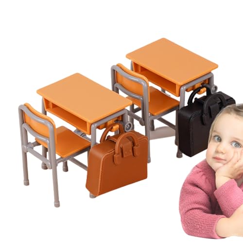 Artículo de Miniaturas de - Mesa con sillas para Room - Bolsas de Clase Bages de Clase Modelos de Sala de Juego Joven Niña Play Role Play Model Classroom School