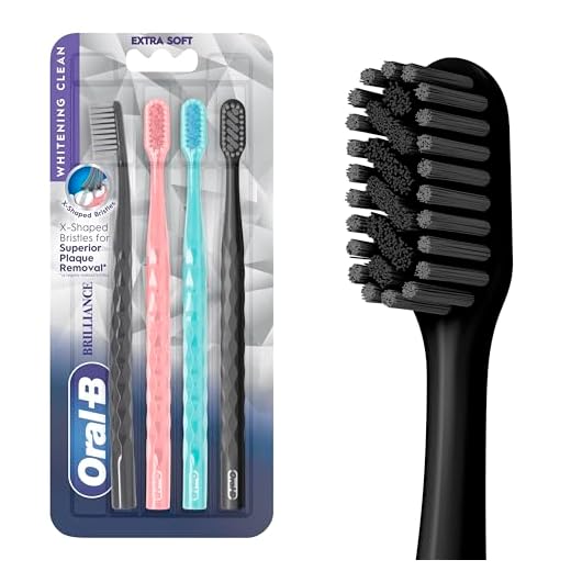 Oral-B 3D White Brilliance toothbrushes, 4 Count Toothbrush Extra Soft, Tough on Plaque, Gentle on Gums, whitening Tooth Brush
