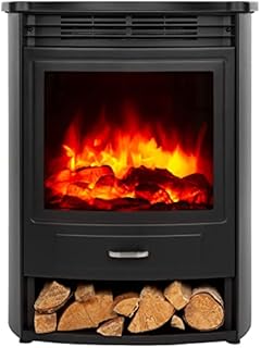 Klarstein Electric Fireplace, Electric Log Burner Indoor, 1900W Electric Fire Free Standing Flame Electric Fire Place with LED Flame Effect, Fake Fireplace, Remote Control, Adjustable Thermostat Timer