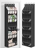 MISSLO 20 Pairs Over the Door Shoe Organizer for Closet Narrow Hanging Shoe Rack for Door Hanger Deep Pocket Door Shoe Holder Storage for Boots, Size 13 Sneakers, Black