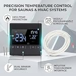 Programmable Digital Thermostat with Smart Touch Screen - Floor Heating Controller for Electric Underfloor Heating Systems, AC85V-250V, ±1℃ Temperature Accuracy, MH1822D