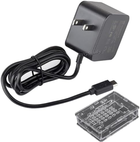 XYGStudy Official 27W USB-C Power Supply for Raspberry Pi 5, 5.1V/5A, 9V/3A, 12V/2.25A, 15V/1.8A, Black US