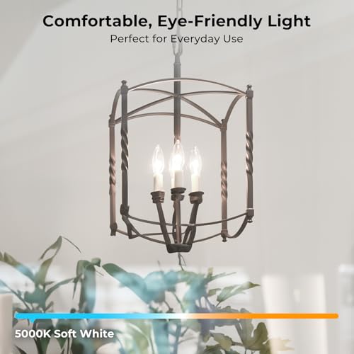 GvvooHome E12 Light Bulbs, 6W LED, 60 watt Equivalent Dimmable LED Candelabra Bulb 5000K Daylight White, E12 Base B10 Shpe Candle Light Bulb for Chandelier, 90+CRI, 600LM, Clear Glass, 12 Pack by GvvooHome - Used condition - Image 4