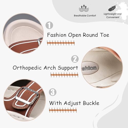 Men's Two Bands Orthopedic Arch Support Platform Sandals With Adjust Buckle Fashion Back Strap Breathable Slip On Anti-slip Lug Sole Beach Sandals for Summer Walking Casual Outdoor Active4