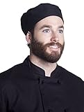 Fiumara Appare l Vented Skull Cap with Elastic Back | Adjustable Cotton Chef Hat with Mesh Top | Chef Beanie for Adults|Head Hair Cover- One Size Fits Most (Black) Made in The USA