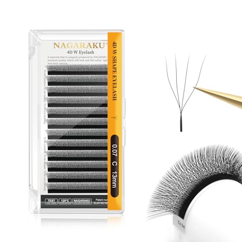 NAGARAKU W Eyelash Extension 4D Volume Premade 0.07mm C curl 13mm Faux Mink Matte Black Cluster Easy Fanning yy Eye Lashes