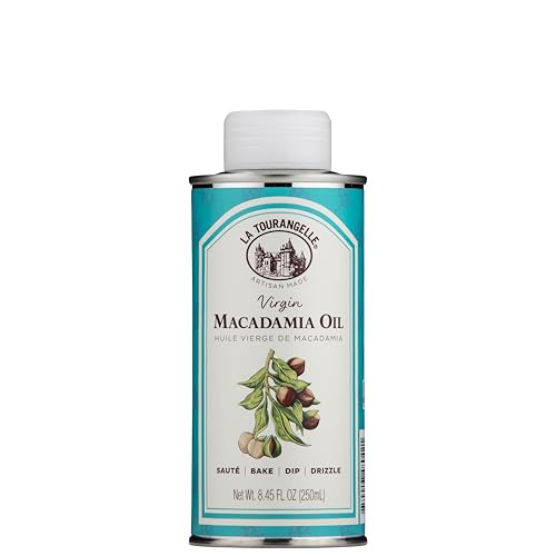 La Tourangelle, Virgin Macadamia Oil, High Smoke Point for Cooking, Sauté, Stir-Fry, Roasting, Baking, Face and Hair, Buttery Mild Taste, Cold-Pressed, 8.45 fl oz