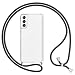 Produktbild Kaliroo Necklace Case kompatibel mit Samsung Galaxy S21 Hülle, Transparente Schutzhülle mit Kette Slim Hardcase mit Umhänge-Band, Clear Phone Cover Durchsichtige Handy-Tasche & Kordel, Farbe:Schwarz