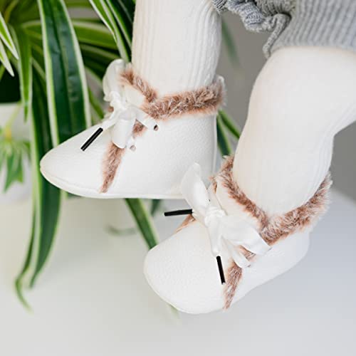 ISINSER Baby Boys Girls Snow Boots Anti Slip Soft Sole Newborn Infants Toddler Winter Warm Crib Shoes Plush Bow Ankle Boots2