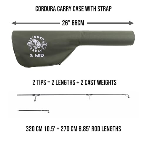 Rigged and Ready S Mid Rod & Reel Combination. Powerful Carp, Predator and Light Sea rod + 2 tips + Case. 320 cm (10.5’) + 270 cm (8.85’) options + RR5000 fishing running/spin reel + spare spool - Image 9
