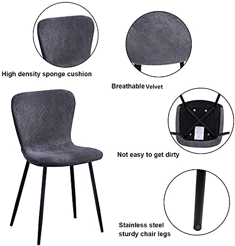 GOLDFAN Esstisch mit 4 Stühlen Essgrupp Rechteckiger Tisch und Stoff Stuhl Wohnzimmertisch Beton Design für Esszimmer Küche Grau 110cm