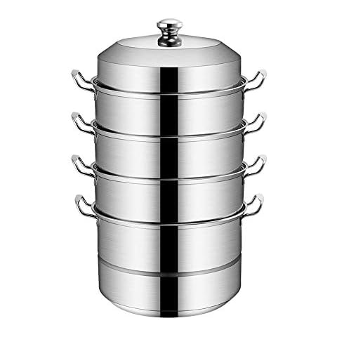 HULUWAWA Steamer Cookware 5 Tier Steamer Multi Veg Cooker Stainless Steel Pot Pan Set Cover