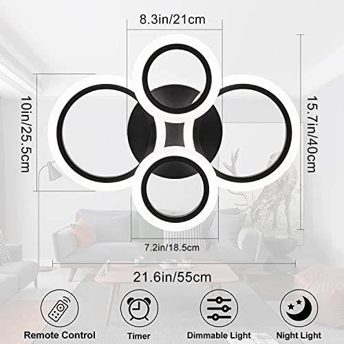 Shine Luest 34W Led Dimmable Ceiling Light Flush Mount Ceiling Lighting Fixture With Remote, Brightness, Color Temperatures Dimmable Led Chandelier Ceiling Lamp For Low Ceiling Living Room Bedroom #TOP1
