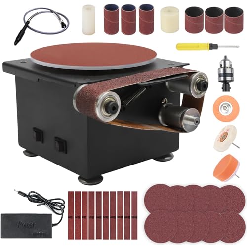 YGFBLSZ Lijadora de Banda Mini 3 en 1, lijadora de Banda Mini eléctrica, Disco de Lijado de 6 Pulgadas, Amoladora de Banco de Banda, 7 velocidades Ajustables, Modelo b, Modelo b,Model b