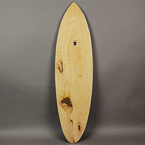 Zeckos Natural Finish Blue Striped Wood Surfboard Decorative Wall Hanging - Easy to Hang - Ideal Wooden Beach Decor Accent - 32 Inches Long - Embrace Coastal Charm - Thumbnail 3