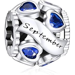 Charm Pandora Quimica NINGAN septiembre piedra del zodíaco Abalorios Charms Colgantes de encanto de Cuentas Plata de Ley 925 con Compatible con Pulsera Pandora & Europeo
