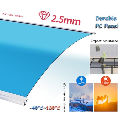 Auvent de porte imperméable anti-UV avec toit polycarbonate
