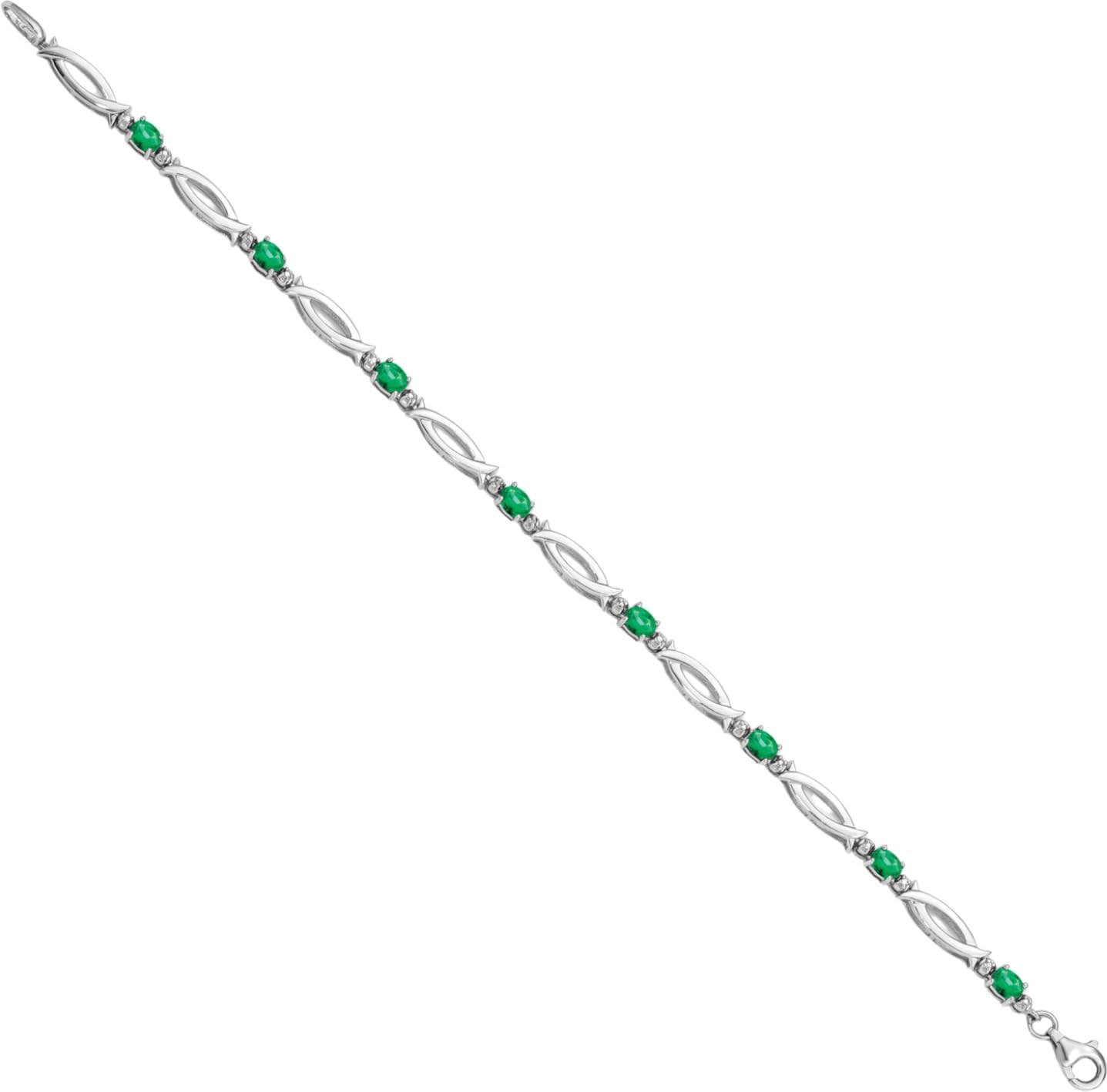 IceCarats 925 Sterling Silver 1.29 carat Green Emerald Diamond Accent Tennis Bracelet 7 inch Oval Cut, Natural, Prong Set For Her