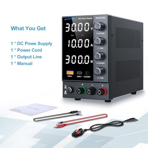 DC Power Supply Variable 0-30V 0-10A, Adjustable Switching Regulated Bench Power Supplies with Encoder Coarse & Fine Knob, 3.6A USB & Type-C Quick-Charge, OCP Overcurrent Protection by WANPTEK POWER - Image 6