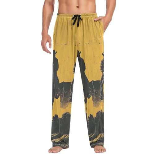 Men's Pajama Pants Vintage Western Cowboys Sleep Pajama Lounge Pant with Pockets, Elastic Waistband3