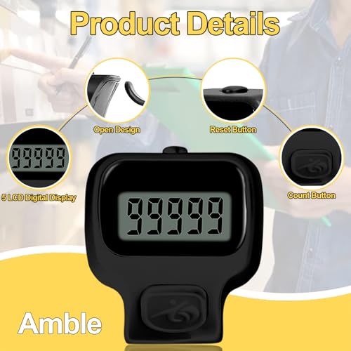 Image of Amble Clicker Counter, Tally Counter, 6 Pack Electronic Finger Clicker for Knitting, Crochet, Stitch, Golf, Fishing, Lap, Goods Counting