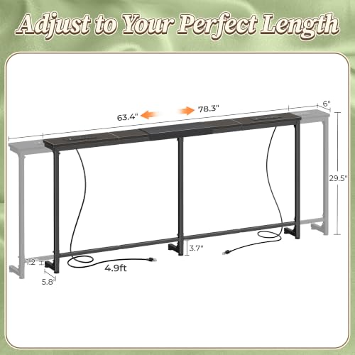 Huuger 63.4-78.3'' Extendable Behind Couch Table with Outlets, Black by Huuger - Used condition - Image 3