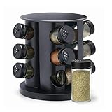 Porta Tempero Condimentos Giratório Preto Com 9 Potes 85ml Para Armazenamento De Temperos e Especiarias Resistente Premium