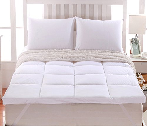 Abripedic Plush Cotton Mattress Topper, Cal-King, 2 Inches Hypoallergenic Overfilled Down Alternative Anchor Bands Mattress Topper by Royal Hotel Bedding - Image 2