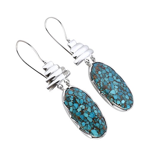 Boucles d'oreilles en argent 925 et cuivre bleu, bijoux de créateur royaux