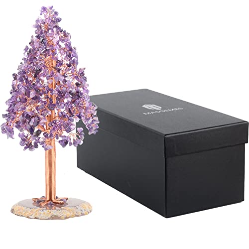 Masgemes Large Gemstone Natural Amethyst Crystal Christmas Tree With Agate Slice Base,Feng Shui Decor Bonsai Money Tree For Wealth And Luck #TOP2