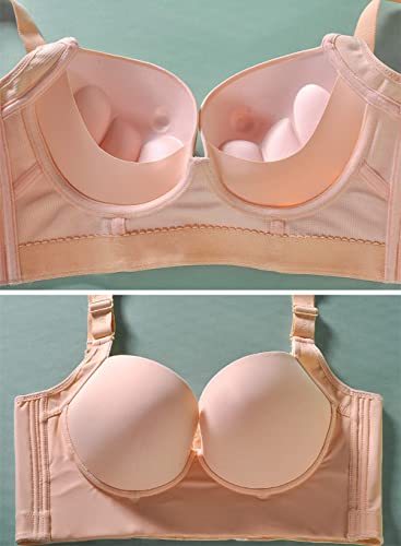 Cahl&Fauo Padded T-Shirt Bras For Women Push Up Comfort Underwire Everyday Bras Nude 40B #TOP3