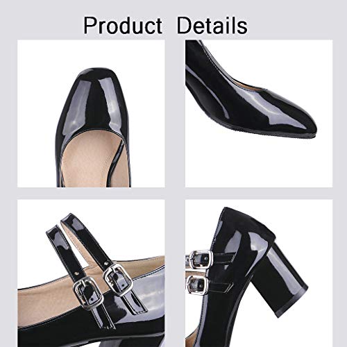 Shinelly Women Patent Leather Square Toe Oxford Pumps High Heel Chunky Block Mary Jane3
