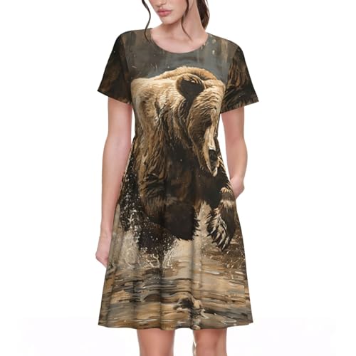 Robe d'été ours imprimée vêtement de fête et de vacances femme